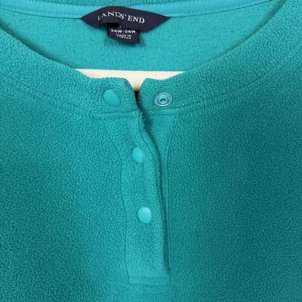 Lands End Womens Polartec Aircore 100 Fleece Pullover Snap Henley SZ 3X Cozy
